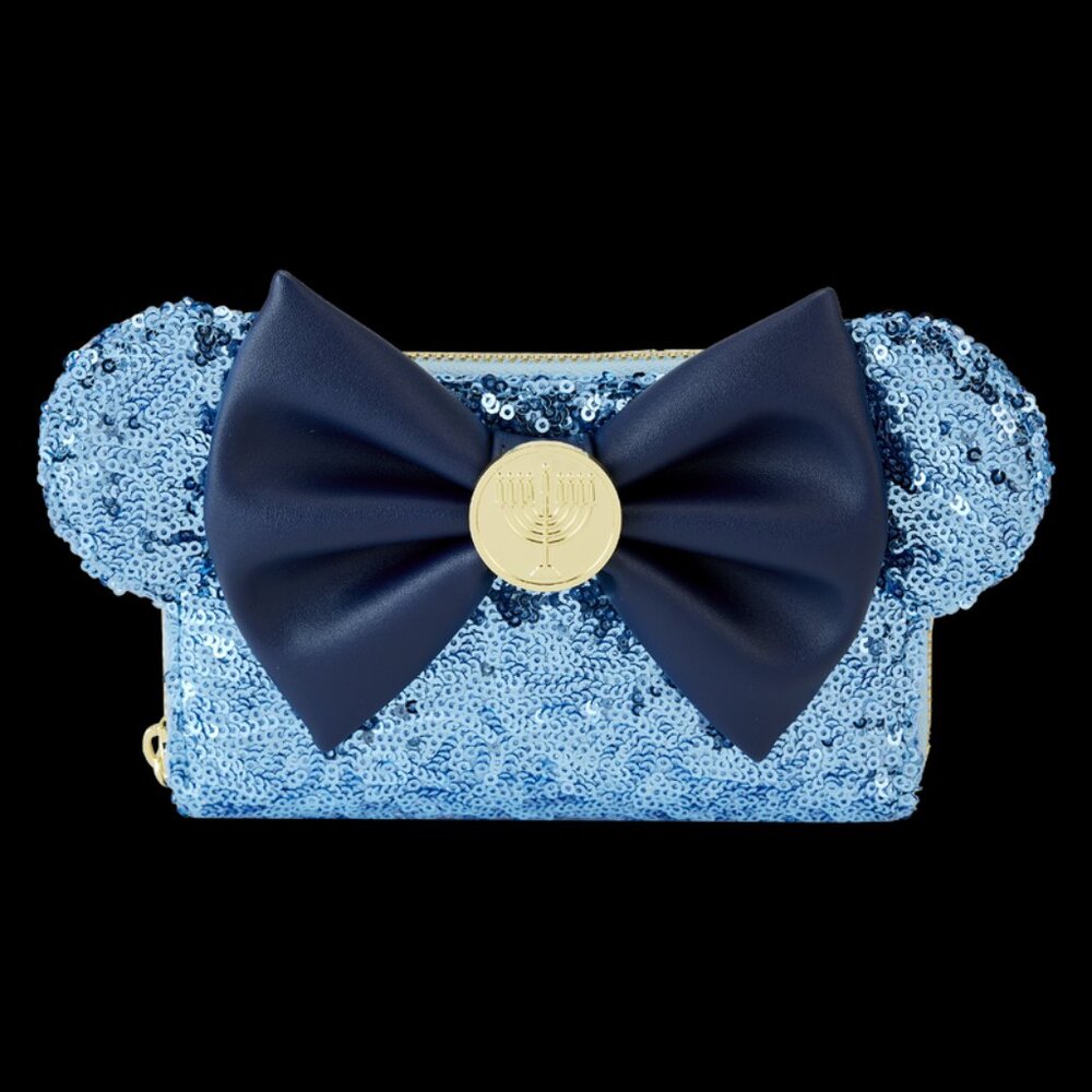 Disney Loungefly Minnie Mouse Hanukkah Sequin Zip Around Wallet